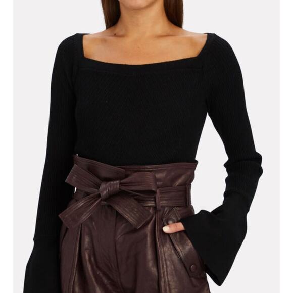 3.1 PHILLIP LIM Ribbed Square Neck Sweater Sz M - Picture 1 of 9